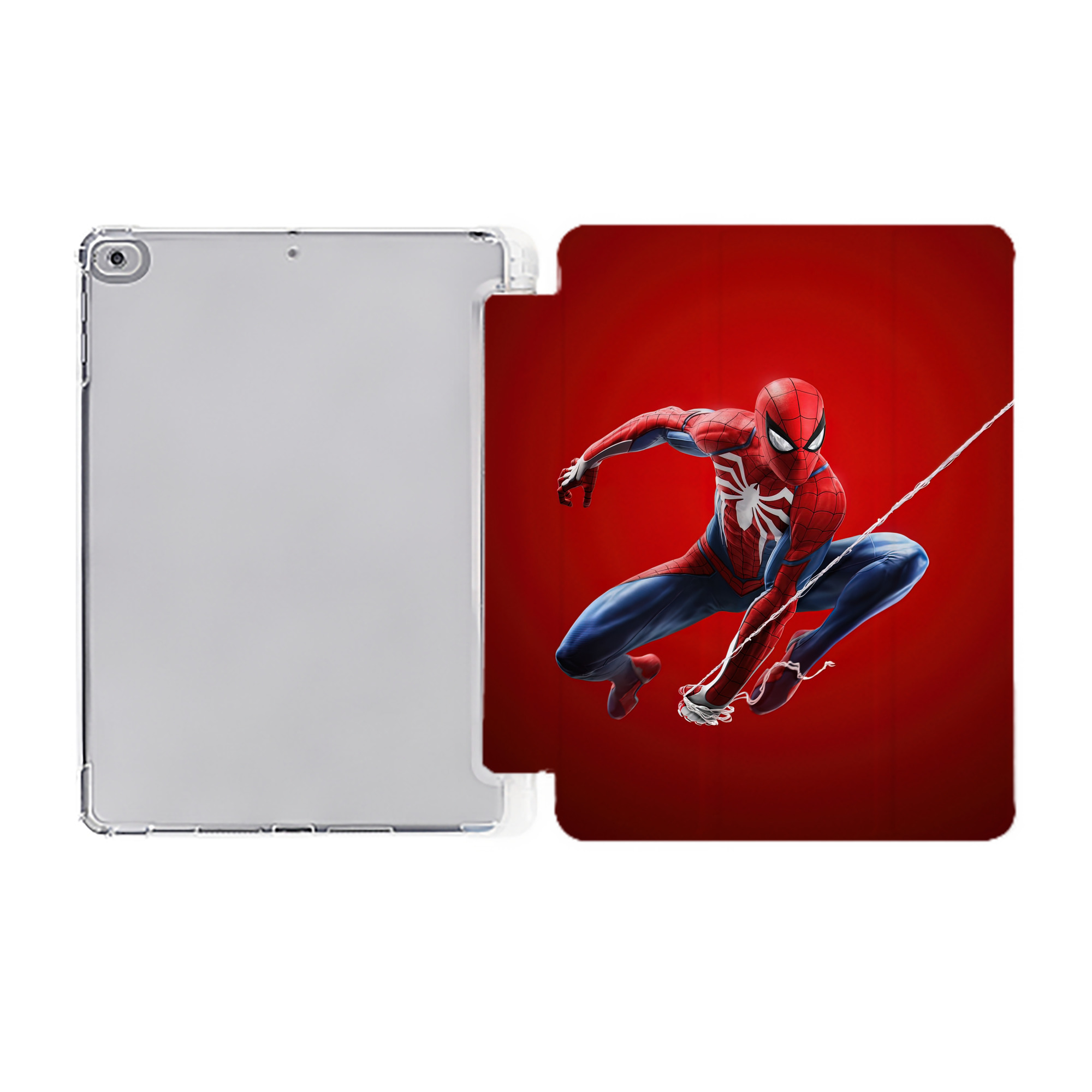 Spider Man スパイダーマン IPad ケース ペン収納付き 三つ折りスタンド PUレザー×シリコン 対応機種9.5/10.5/10.9インチ